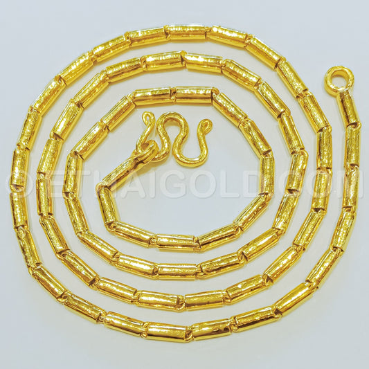 4 BAHT POLISHED SOLID ROUND BARREL CHAIN NECKLACE IN 23K GOLD (ID: N0804B)