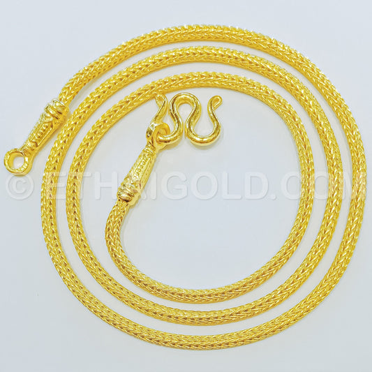 4 BAHT POLISHED SOLID FOXTAIL MESH CHAIN NECKLACE IN 23K GOLD (ID: N1804B)