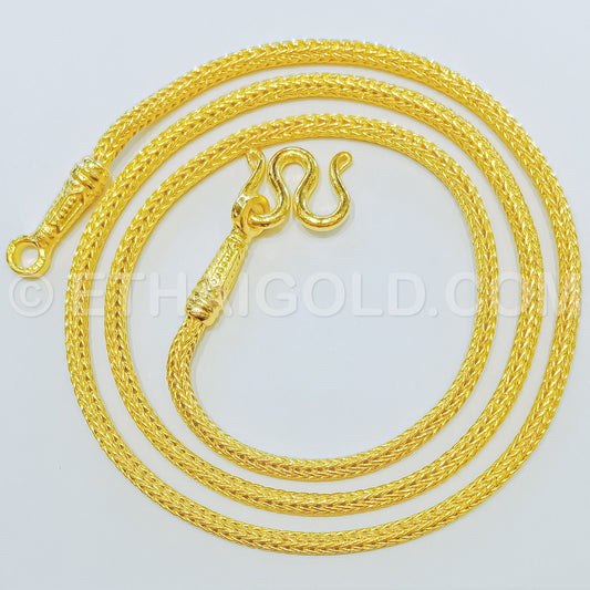 1 BAHT POLISHED SOLID FOXTAIL MESH CHAIN NECKLACE IN 23K GOLD (ID: N1801B)