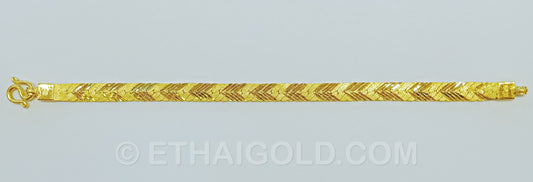 2 BAHT MATTE DIAMOND-CUT SOLID FLAT CURB CHAIN BRACELET IN 23K GOLD (ID: B0202B)