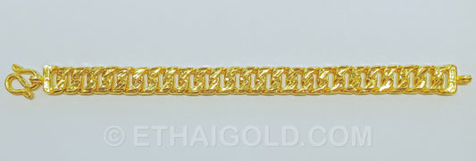 5 BAHT POLISHED DIAMOND-CUT SOLID CURB CHAIN BRACELET IN 23K GOLD (ID: B0405B)