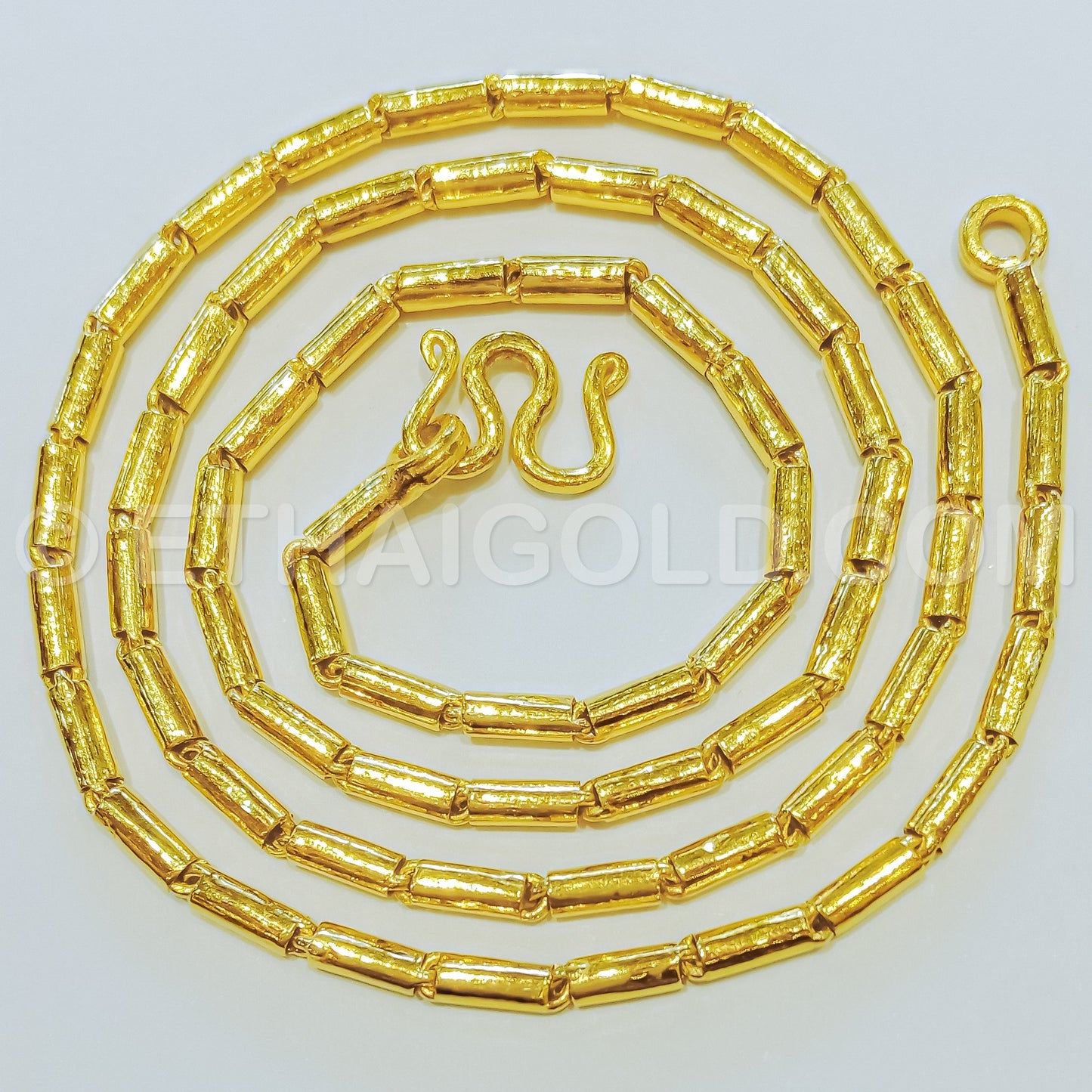 2 BAHT POLISHED SOLID ROUND BARREL CHAIN NECKLACE IN 23K GOLD (ID: N0802B)