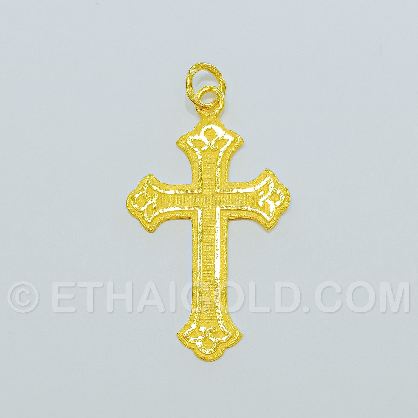 1/8 BAHT POLISHED MATTE SOLID CROSS CHRISTIAN PENDANT IN 23K GOLD (ID: P030HS)