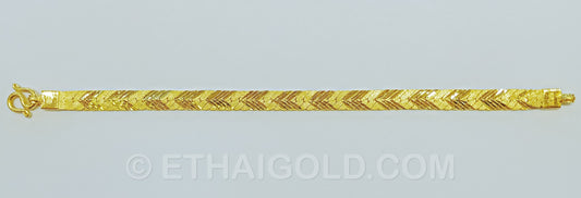 4 BAHT MATTE DIAMOND-CUT SOLID FLAT CURB CHAIN BRACELET IN 23K GOLD (ID: B0204B)