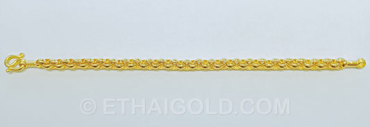 3 BAHT POLISHED SOLID ROLO CHAIN BRACELET IN 23K GOLD (ID: B0803B)