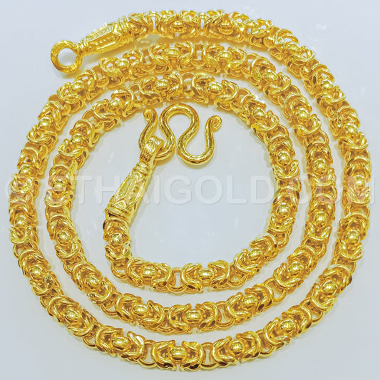 4 BAHT POLISHED DIAMOND-CUT SOLID BYZANTINE CHAIN NECKLACE IN 23K GOLD (ID: N1204B)