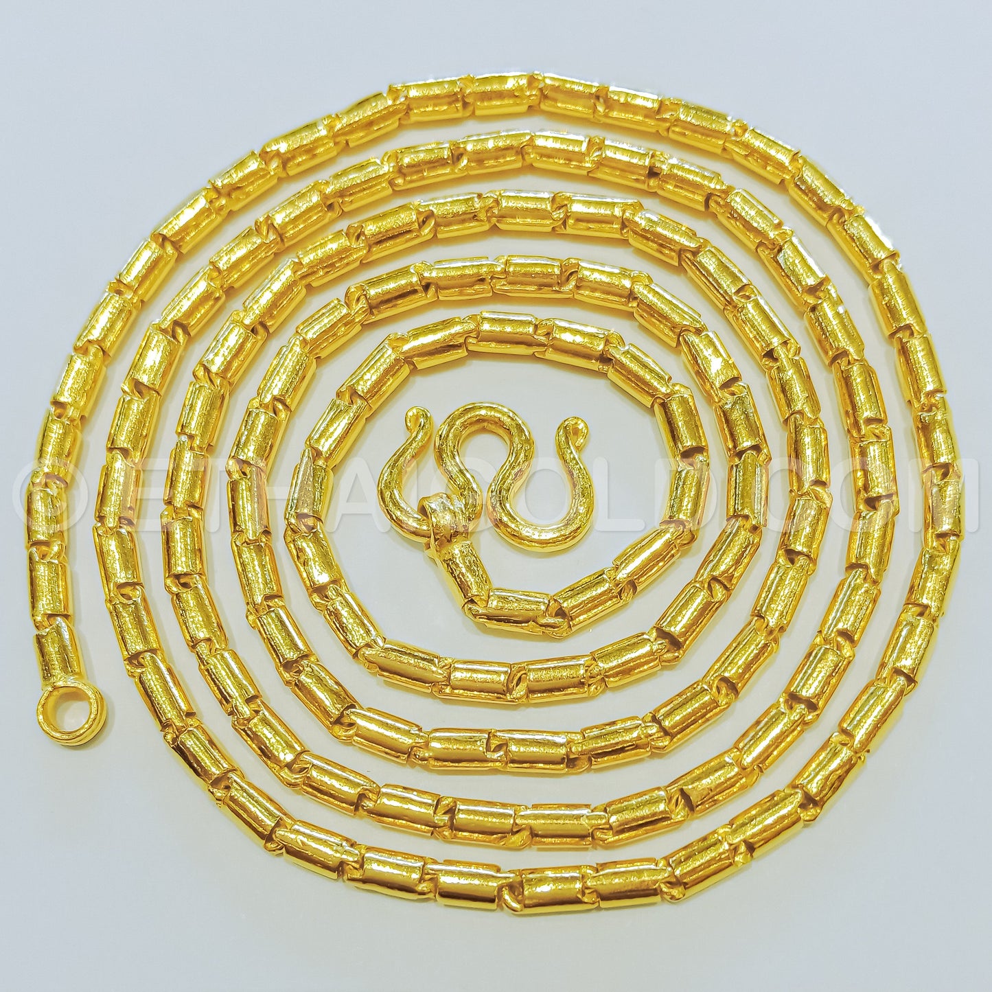 2 BAHT POLISHED SOLID SHORT ROUND BARREL CHAIN NECKLACE IN 23K GOLD (ID: N3102B)