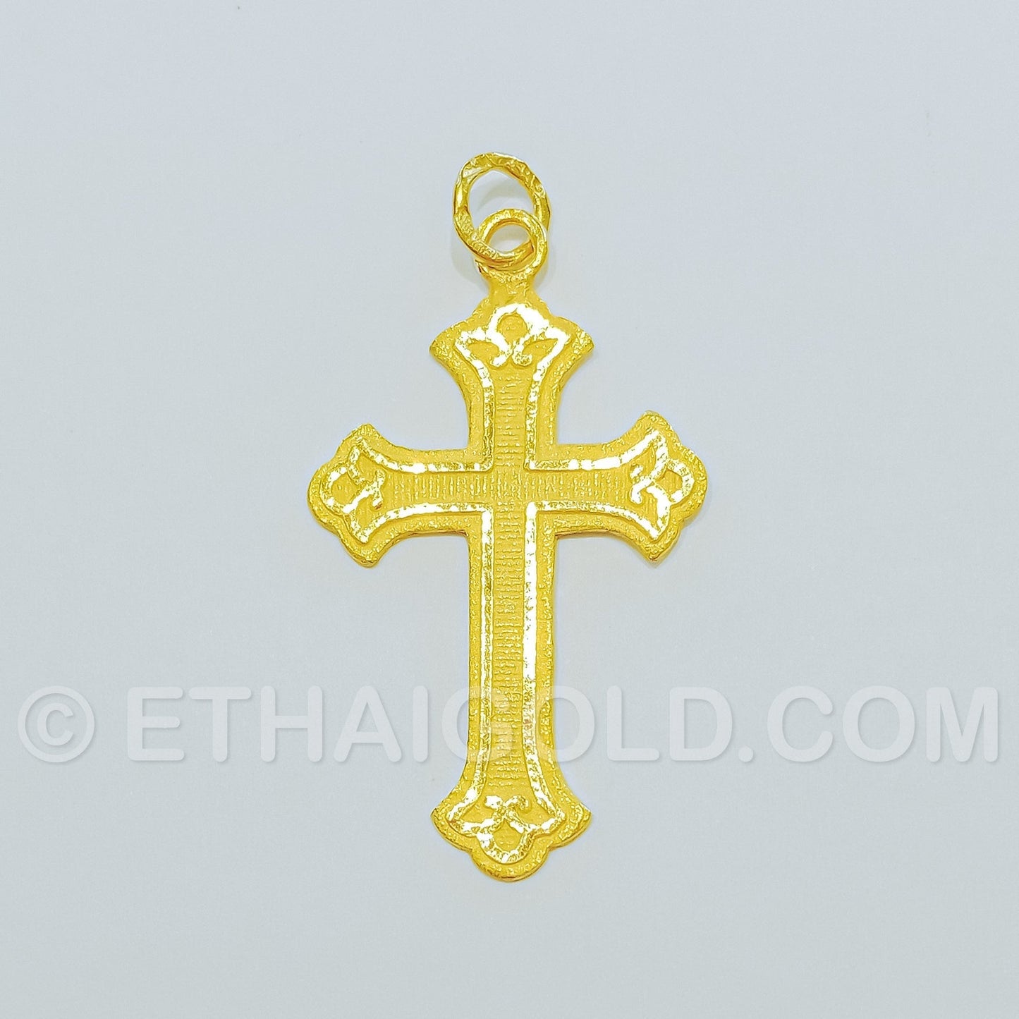 1 BAHT POLISHED MATTE SOLID CROSS CHRISTIAN PENDANT IN 23K GOLD (ID: P0301B)