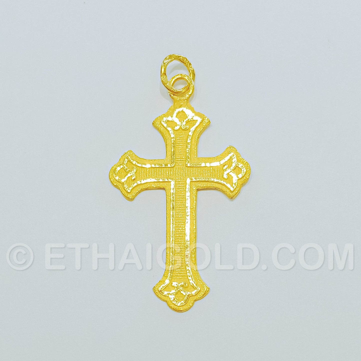 1/4 BAHT POLISHED MATTE SOLID CROSS CHRISTIAN PENDANT IN 23K GOLD (ID: P0301S)