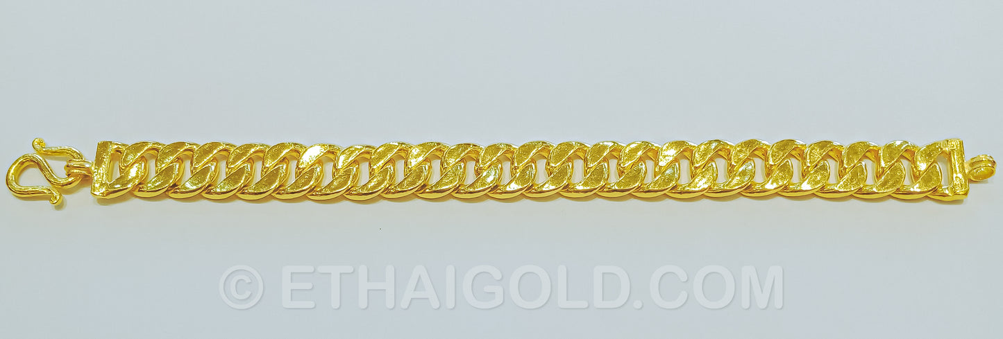 2 BAHT POLISHED SOLID CURB CHAIN BRACELET IN 23K GOLD (ID: B3402B)