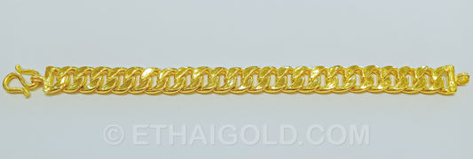 1/2 BAHT POLISHED SOLID CURB CHAIN BRACELET IN 23K GOLD (ID: B3402S)