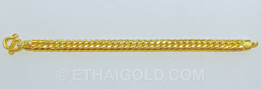 2 BAHT POLISHED SOLID DOMED CURB CHAIN BRACELET IN 23K GOLD (ID: B0602B)