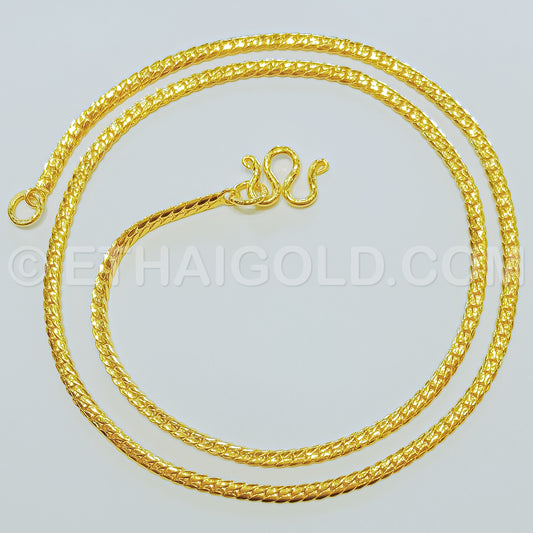 1/2 BAHT POLISHED SOLID DOMED CURB CHAIN NECKLACE IN 23K GOLD (ID: N0602S)