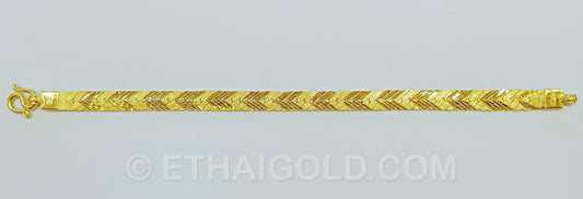5 BAHT MATTE DIAMOND-CUT SOLID FLAT CURB CHAIN BRACELET IN 23K GOLD (ID: B0205B)