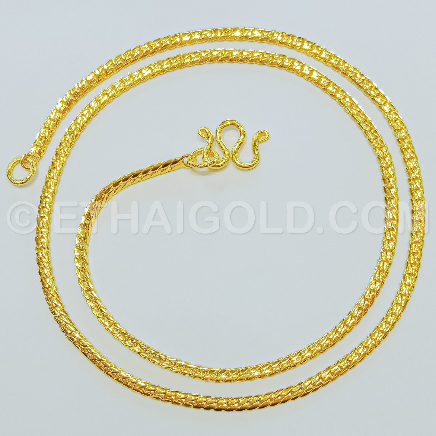 4 BAHT POLISHED SOLID DOMED CURB CHAIN NECKLACE IN 23K GOLD (ID: N0604B)