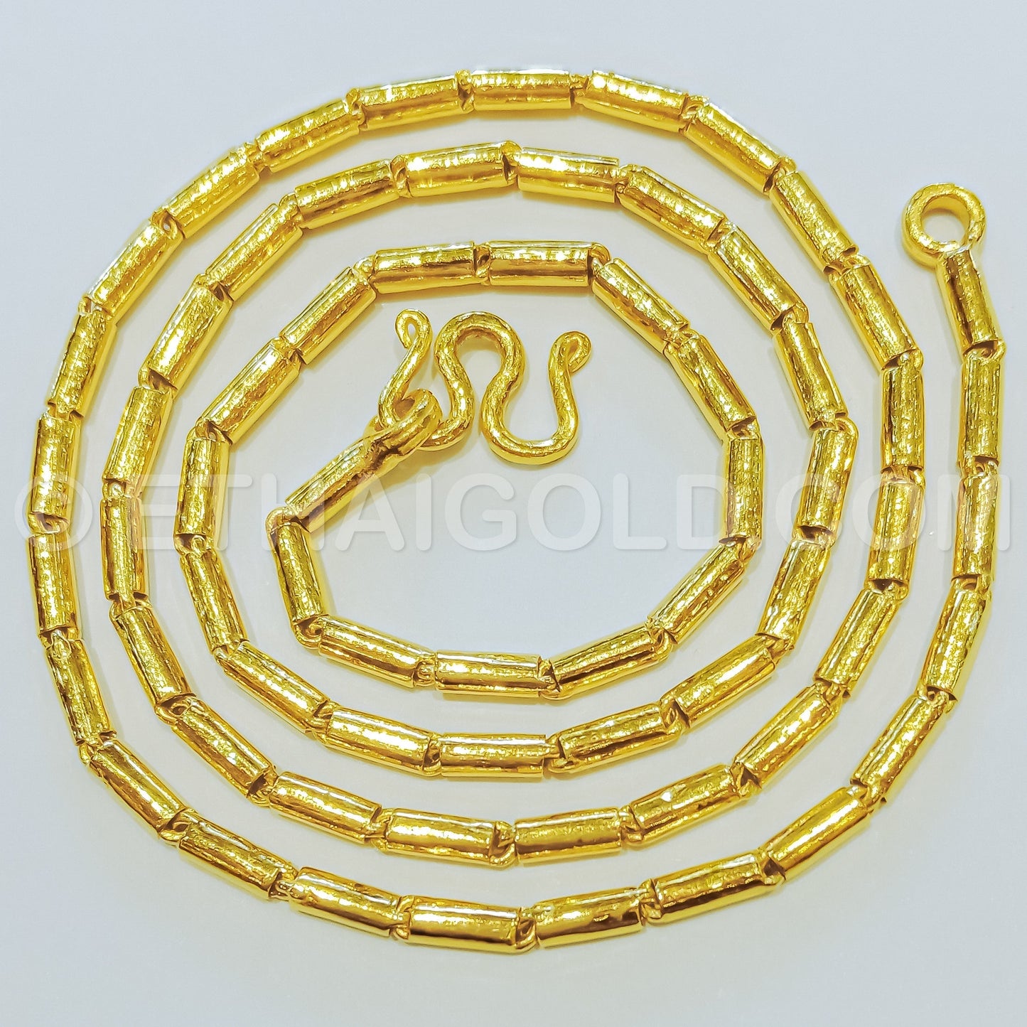 3 BAHT POLISHED SOLID ROUND BARREL CHAIN NECKLACE IN 23K GOLD (ID: N0803B)