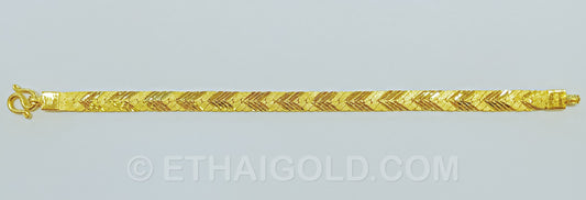 2 BAHT MATTE DIAMOND-CUT SOLID FLAT CURB CHAIN BRACELET IN 23K GOLD (ID: B0202B)