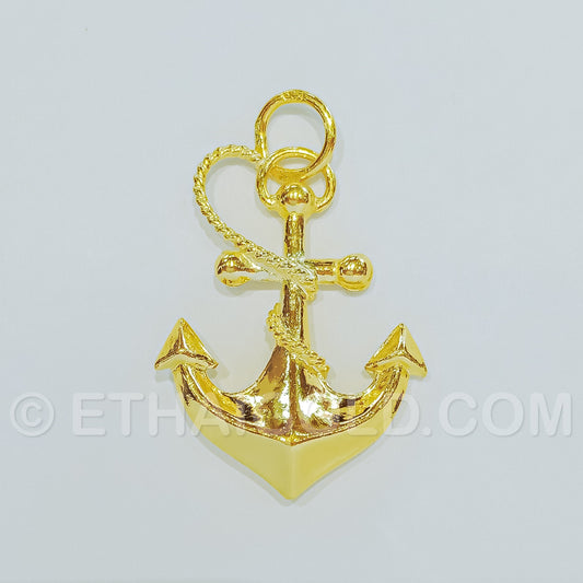 1/4 BAHT POLISHED HOLLOW ANCHOR PENDANT IN 23K GOLD (ID: P0201S)