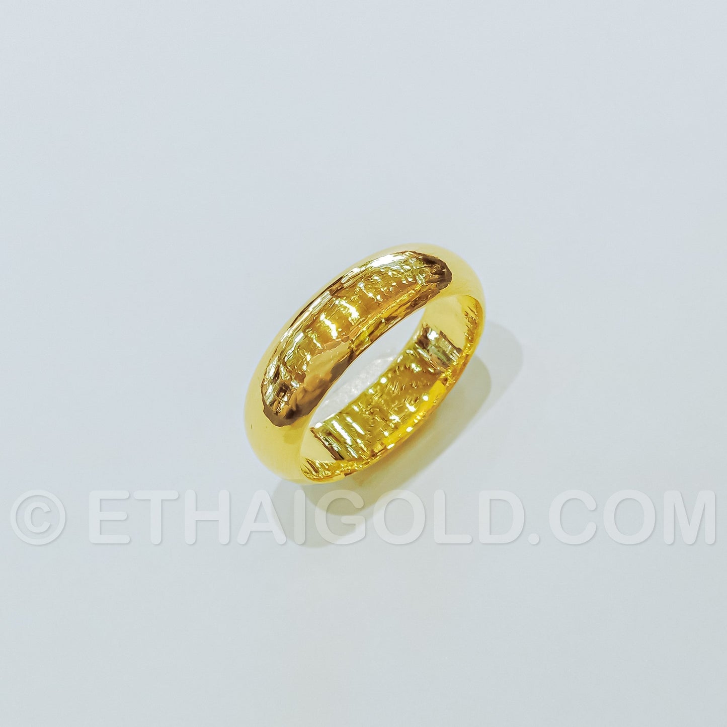 1 BAHT POLISHED SOLID DOMED WEDDING BAND RING IN 23K GOLD (ID: R0401B)