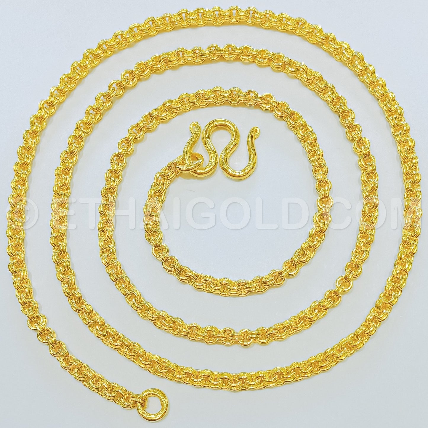5 BAHT POLISHED SOLID DOUBLE LINK CHAIN NECKLACE IN 23K GOLD (ID: N1105B)