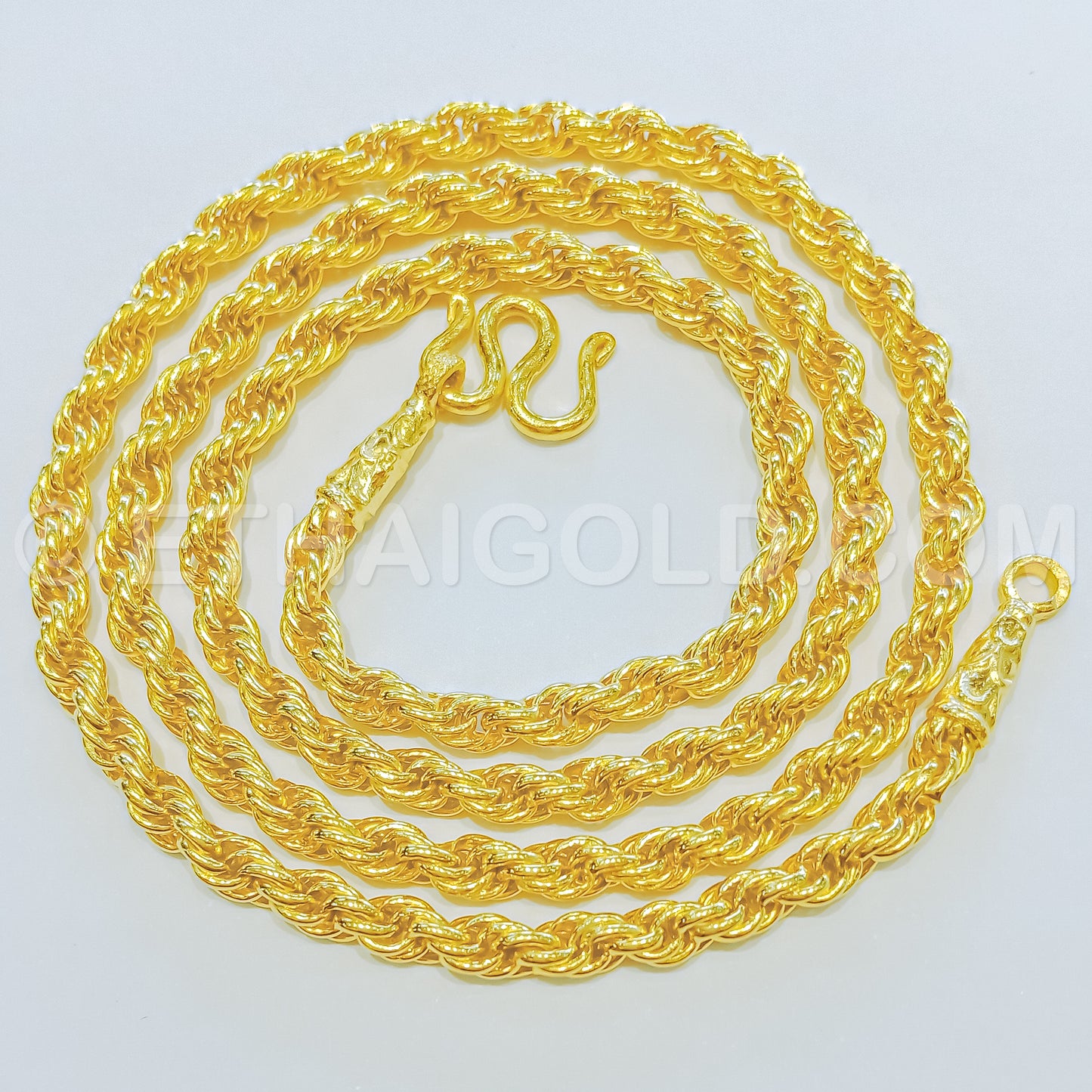2 BAHT POLISHED SOLID ROPE CHAIN NECKLACE IN 23K GOLD (ID: N2302B)