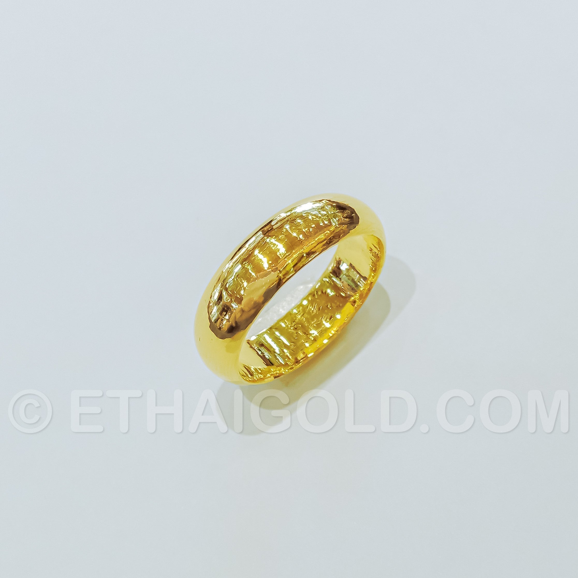 2 BAHT POLISHED SOLID DOMED WEDDING BAND RING IN 23K GOLD (ID: R0402B ...