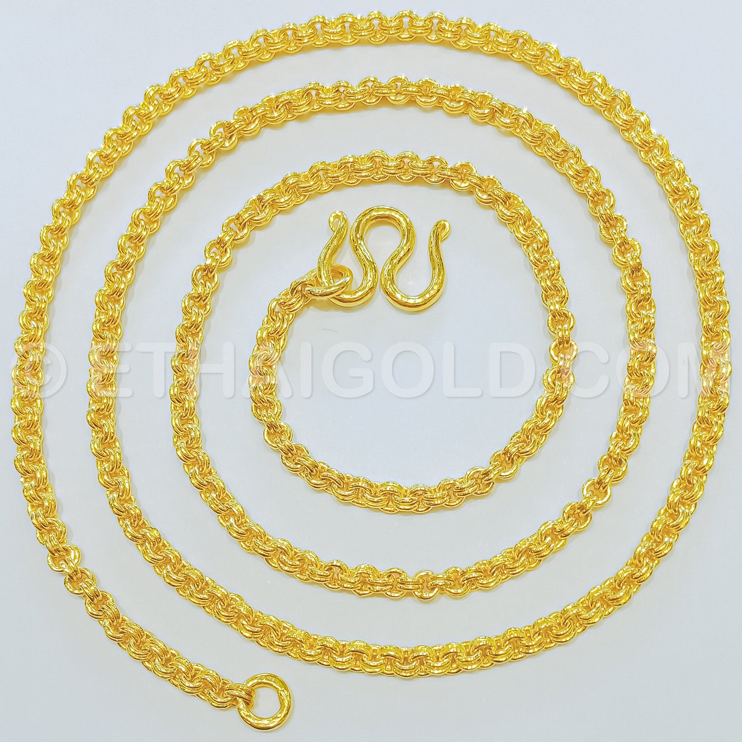 1/2 BAHT POLISHED SOLID DOUBLE LINK CHAIN NECKLACE IN 23K GOLD (ID: N1102S)