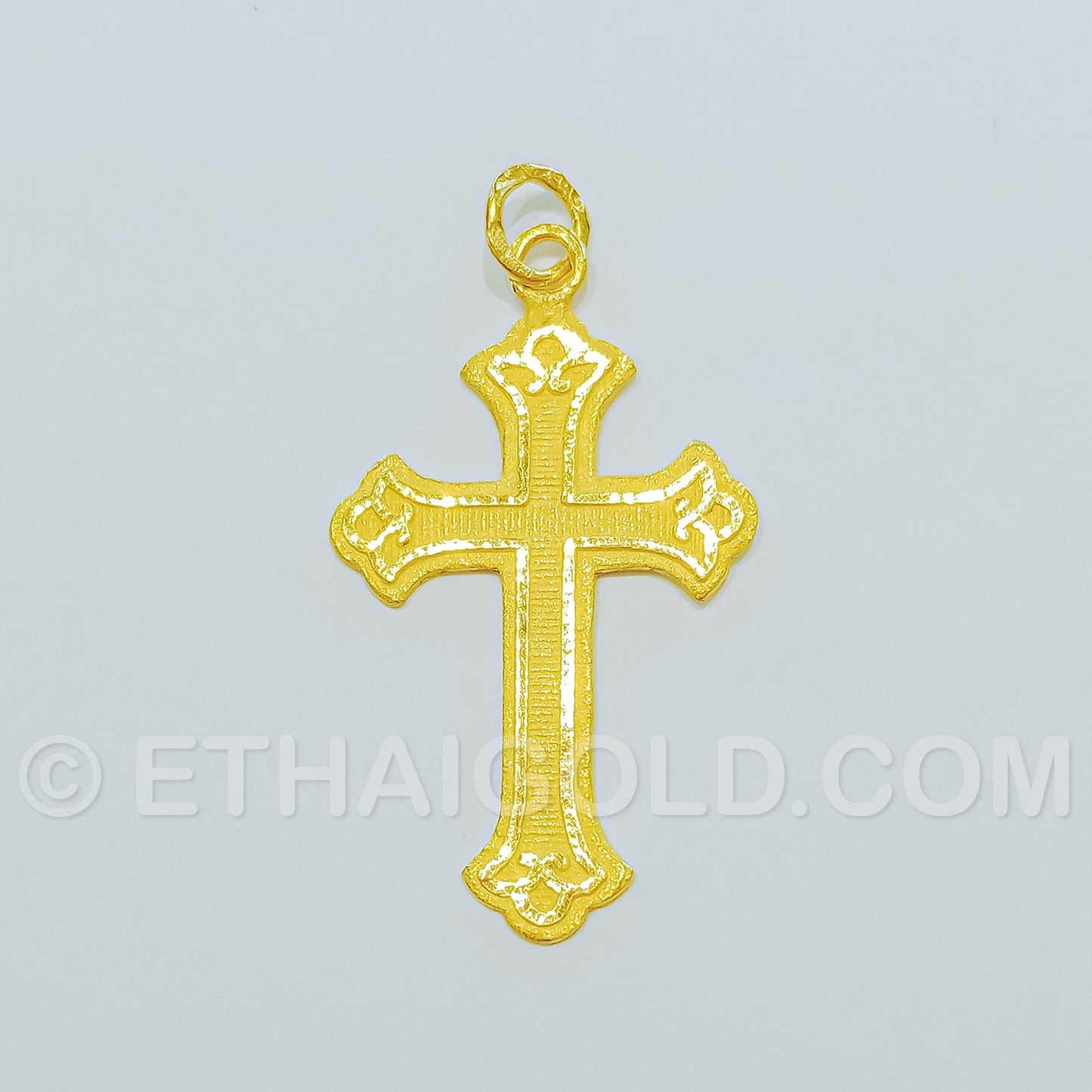 1/4 BAHT POLISHED MATTE SOLID CROSS CHRISTIAN PENDANT IN 23K GOLD (ID: P0301S)