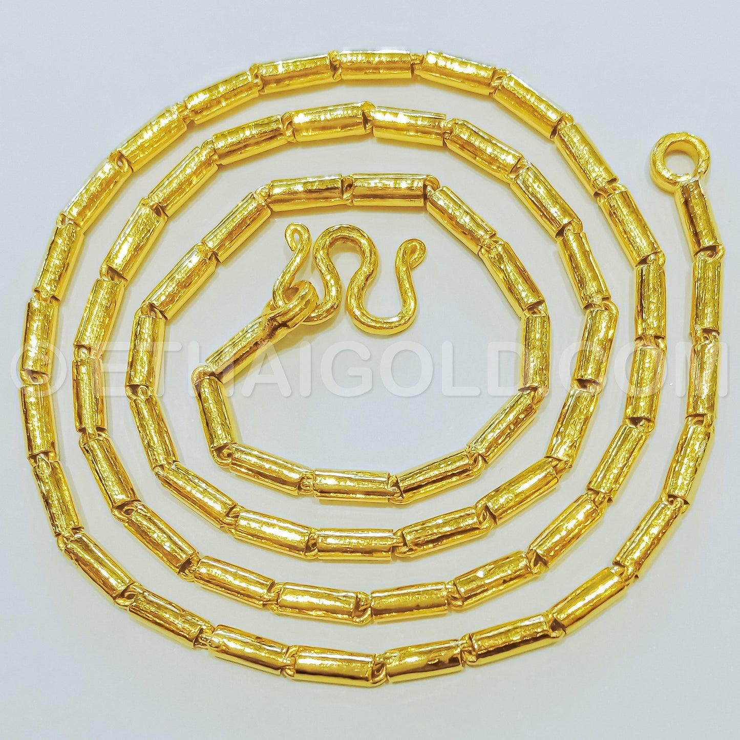 5 BAHT POLISHED SOLID ROUND BARREL CHAIN NECKLACE IN 23K GOLD (ID: N0805B)
