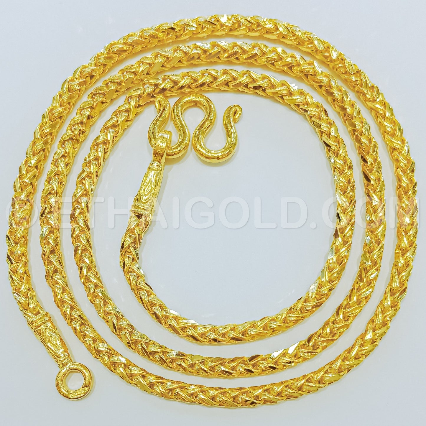 5 BAHT POLISHED DIAMOND-CUT SOLID PALMA CHAIN NECKLACE IN 23K GOLD (ID: N1505B)