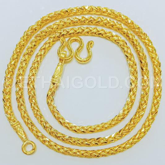 5 BAHT POLISHED DIAMOND-CUT SOLID PALMA CHAIN NECKLACE IN 23K GOLD (ID: N1505B)