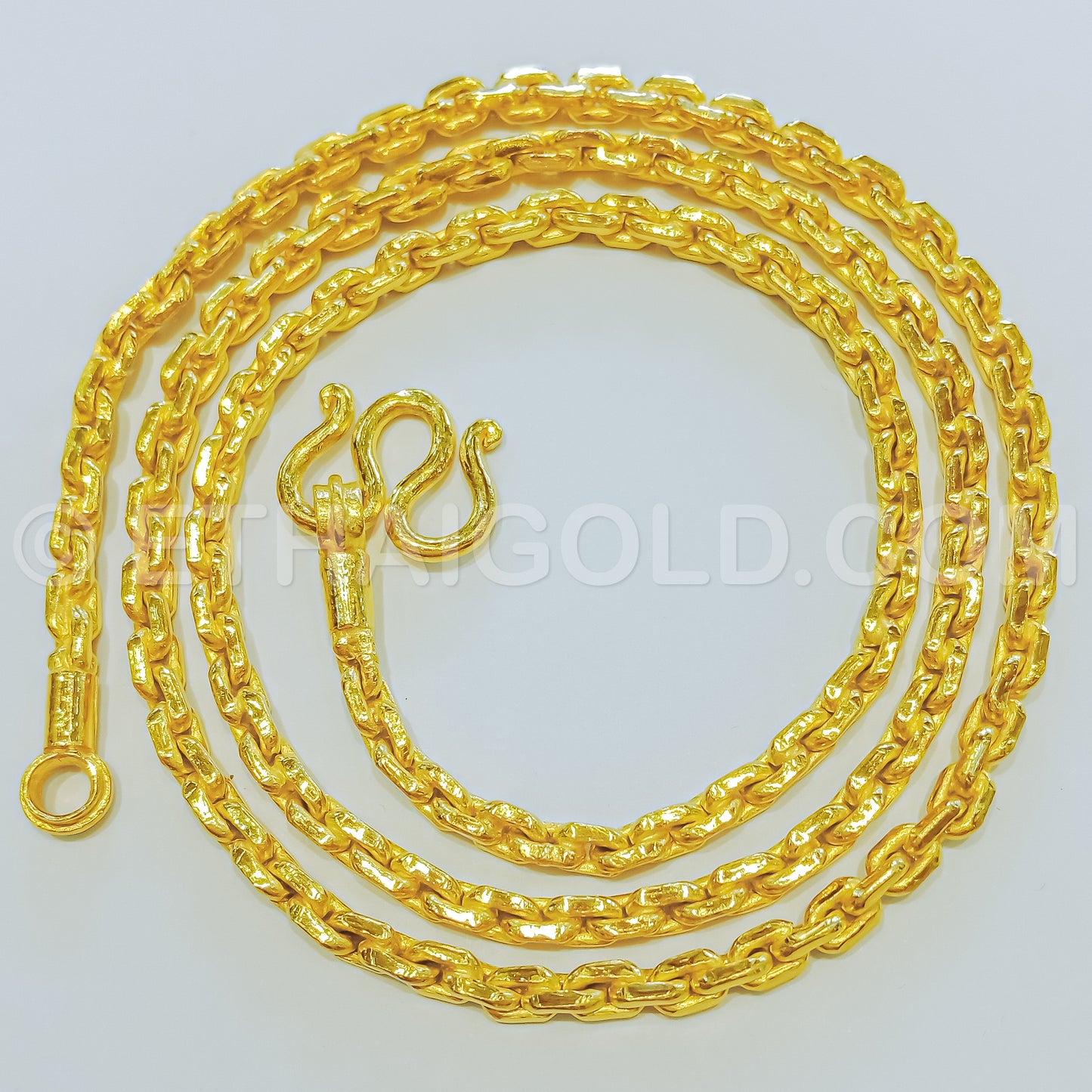 3 BAHT POLISHED SOLID ANCHOR CHAIN NECKLACE IN 23K GOLD (ID: N0303B)